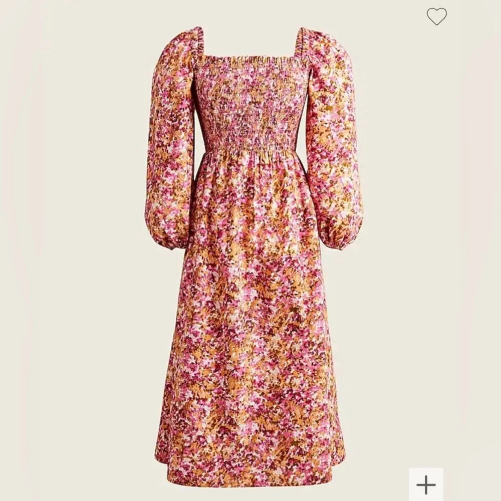 J.Crew 2X Smocked puff-sleeve midi dress faded floral cottage core preppy fem - Picture 17 of 17